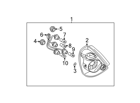 2005 Nissan Altima Bulbs Lamp Assembly-Rear Combination, LH Diagram for 26555-ZB725