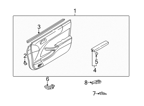 2001 Honda Civic Front Door Weatherstrip, L. FR. Door (Inner) Diagram for 72375-S5P-A00