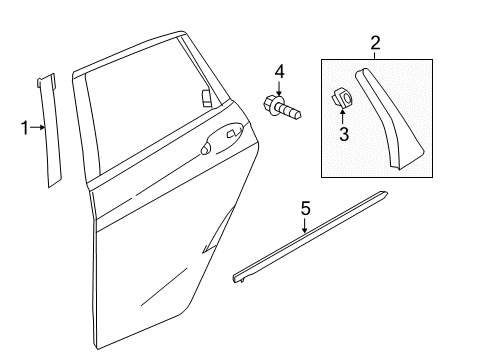 2019 Honda Fit Exterior Trim - Rear Door Molding Assy., L. RR. Door Diagram for 72950-T5A-003