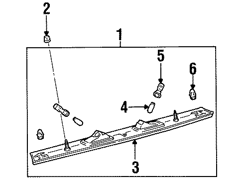 1997 Toyota Paseo License Lamps Socket & Wire Clip Diagram for 62955-89101