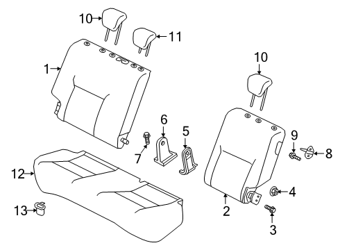 2021 Nissan Kicks Rear Seat Components Cover-Hinge, Rear Seat Diagram for 886A6-5RB0A