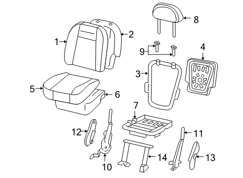 2003 Ford F-150 Rear Seat Components Seat Cushion Pad Diagram for 1L3Z-1663840-BA