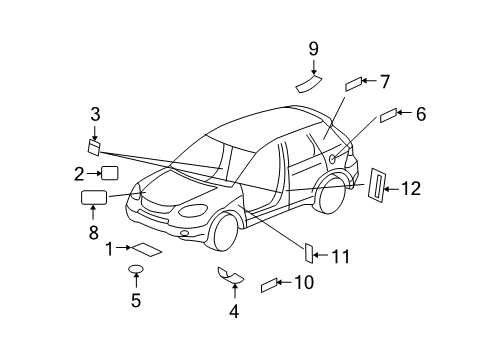 2008 Acura RDX Information Labels Label, Fuse Diagram for 38205-STK-A00