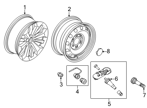 2018 Ford F-150 Wheels Wheel, Alloy Diagram for JL3Z-1007-E