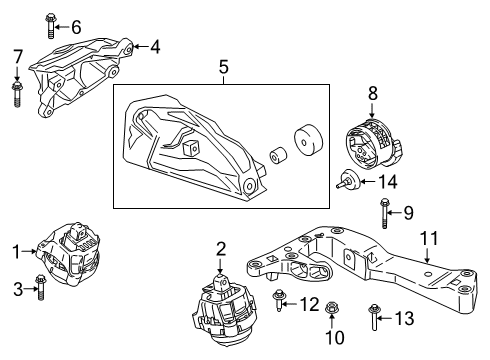 2022 BMW 330i xDrive Engine & Trans Mounting Engine Mount Left Diagram for 22116864595