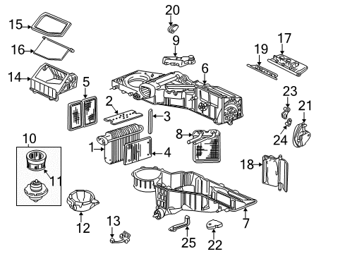 2003 Chevrolet Avalanche 2500 HVAC Case Case Assembly Diagram for 89018300