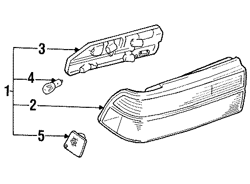 1991 Nissan Stanza Bulbs Body Assembly-Combination Lamp, No 2 RH Diagram for 26554-65E01