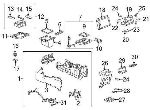 2005 GMC Sierra 1500 Center Console Compartment Asm, Front Floor *Pewter Diagram for 88986693