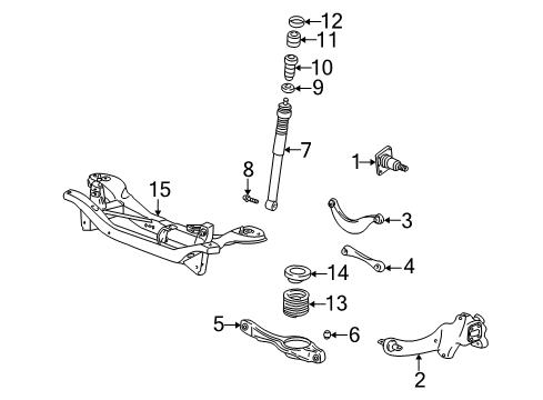 2002 Ford Focus Rear Suspension Components, Lower Control Arm, Upper Control Arm, Stabilizer Bar Spindle Diagram for 98AZ-4A013-AA