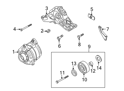 2014 Nissan Armada Belts & Pulleys Alternator Assembly Diagram for 23100-ZH00D