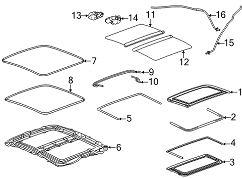 2022 Cadillac CT5 Sunroof Sunshade Diagram for 84719091