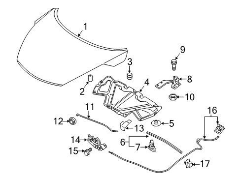 2013 Nissan Juke Hood & Components Plate-Guide Diagram for 65622-2FP0A