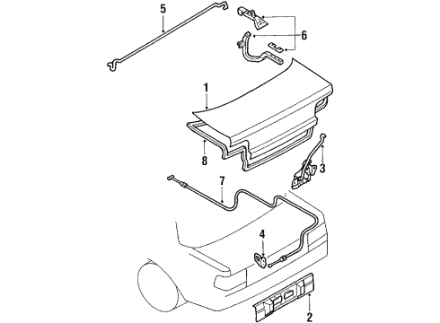 1988 Toyota Corolla Trunk Cylinder & Key Set Diagram for 69055-12450