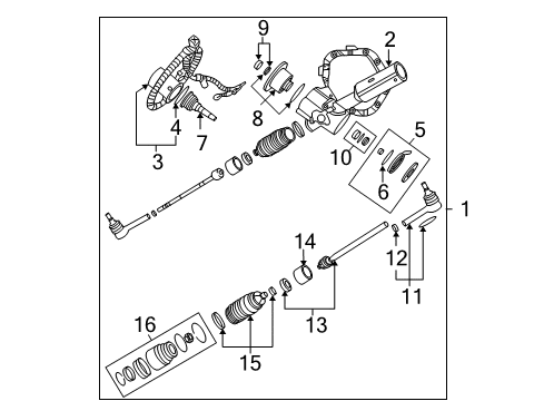 2003 GMC Sierra 1500 HD Rear Steering Components Boot Kit, Rear Wheel Steering Actuator Diagram for 88963416