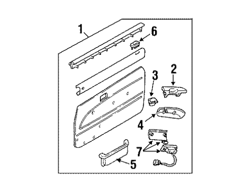 1991 Toyota Pickup Interior Trim - Door Panel, Front Door Armrest Base, Lower RH Diagram for 74233-89101-03