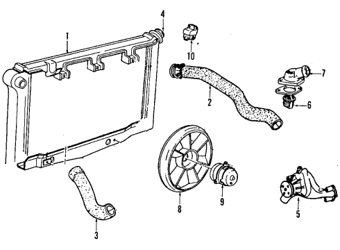 1984 Chevrolet Camaro Cooling System, Radiator, Cooling Fan Hose-Radiator Inlet Diagram for 14019181