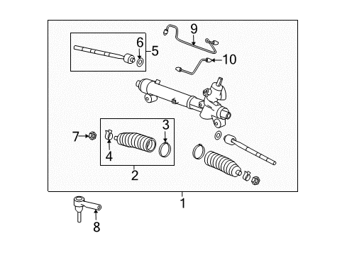 2008 Pontiac Torrent P/S Pump & Hoses, Steering Gear & Linkage Gear Kit, Steering Diagram for 19180760