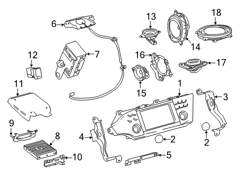 2014 Toyota Avalon Navigation System Rear Door Speaker Diagram for 86160-06380