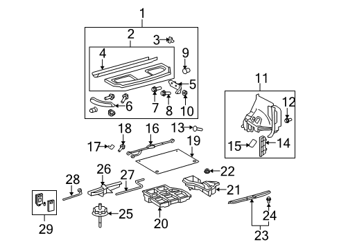 2013 Scion xB Interior Trim - Rear Body Package Tray Diagram for 64330-12B70