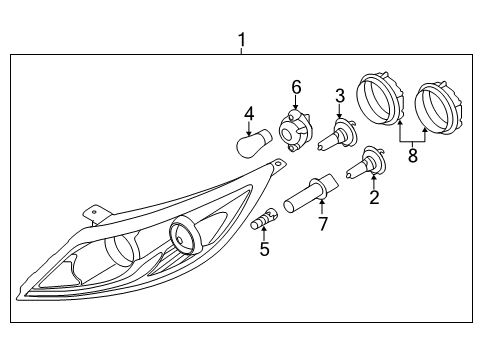 2011 Kia Sportage Bulbs Passenger Side Headlight Assembly Diagram for 921023W151