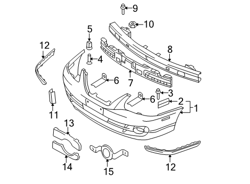2004 Hyundai Elantra Front Bumper Cover-Front Fog Lamp Upper, LH Diagram for 86525-2D500