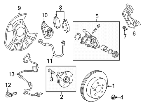 2021 Toyota Venza Parking Brake Brake Hose Diagram for 90947-02J08