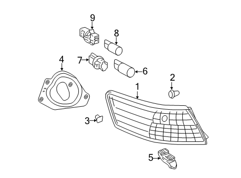 2009 Toyota Camry Bulbs Lens & Housing Diagram for 81561-33460
