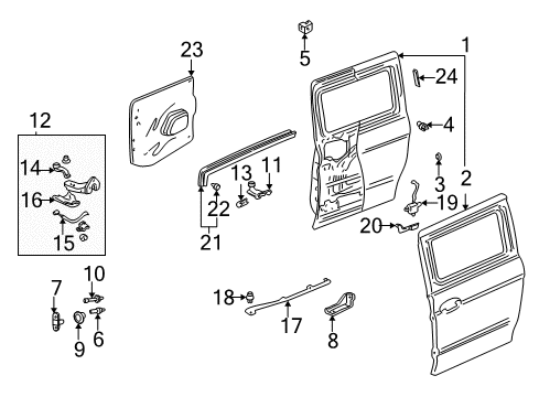 2000 Honda Odyssey Side Loading Door - Door & Components Stopper Assy., R. Slide Door Diagram for 72543-S0X-A52