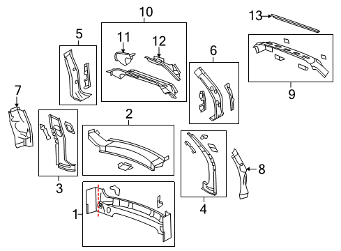 2007 GMC Acadia Rear Body Inner Reinforcement Diagram for 22805470