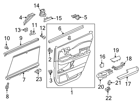 2020 Honda Passport Rear Door Regulator Assembly, Left Rear Door Power Diagram for 72750-TG7-A01