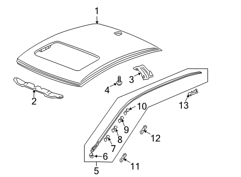2005 Honda Accord Roof & Components, Exterior Trim Molding Assy., L. Drip Side Diagram for 73162-SDA-A01