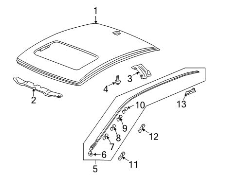 2005 Honda Accord Roof & Components, Exterior Trim Clip D, Windshield (Green) Diagram for 73155-SDA-A31