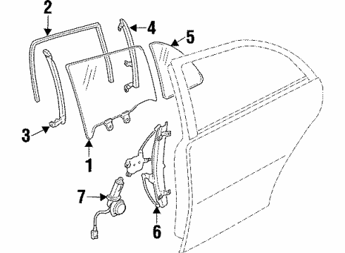 1998 Infiniti Q45 Rear Door Door Window Regulator Assembly, Left Diagram for 82721-6P015