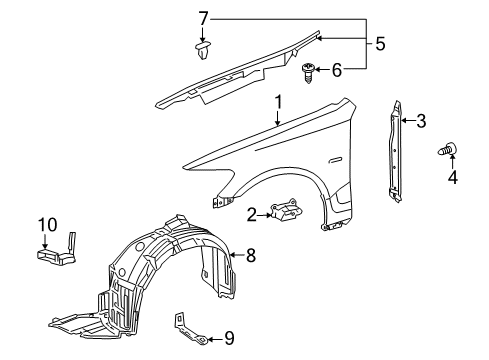 2011 Lexus GS450h Fender & Components Liner, Front Fender, LH Diagram for 53806-30150