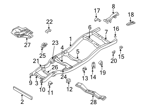 2004 Nissan Frontier Frame & Components Engine Mounting Member Assembly, Rear Diagram for 11330-8Z400