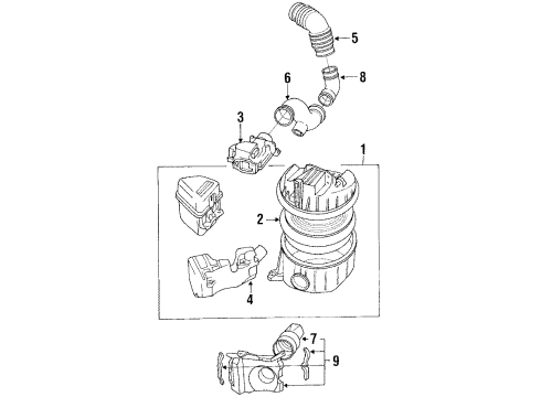 1988 Toyota Pickup Air Inlet Air Cleaner Assembly Diagram for 17700-65010