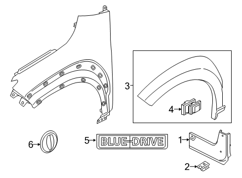 2019 Hyundai Kona Electric Exterior Trim - Fender GARNISH Assembly-FNDR Side, LH Diagram for 87711-J9000-CA