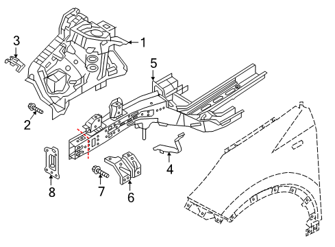 2021 Kia Sportage Structural Components & Rails Bracket Assembly-Fender Diagram for 64515D9000
