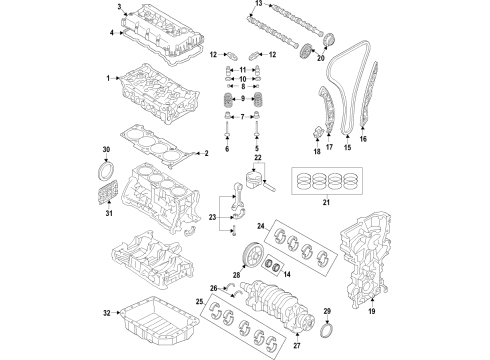 2018 Hyundai Elantra GT Engine Parts, Mounts, Cylinder Head & Valves, Camshaft & Timing, Variable Valve Timing, Oil Cooler, Oil Pan, Oil Pump, Crankshaft & Bearings, Pistons, Rings & Bearings Cover Assembly-Rocker Diagram for 22410-2E210
