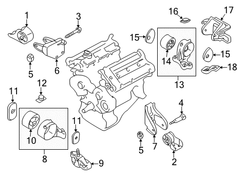 2002 Kia Sedona Engine & Trans Mounting Engine Support Bracket Assembly Diagram for 2161039604