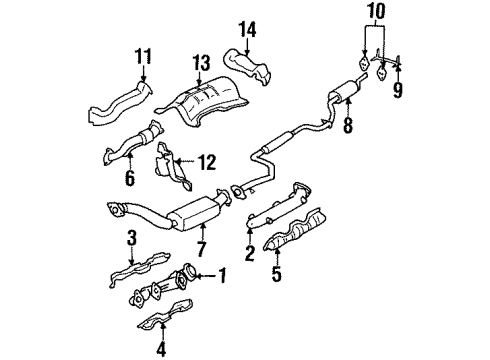 2000 Chevrolet Lumina Exhaust Manifold Exhaust Muffler Assembly (W/ Exhaust Pipe & Tail Pipe) Diagram for 10422077