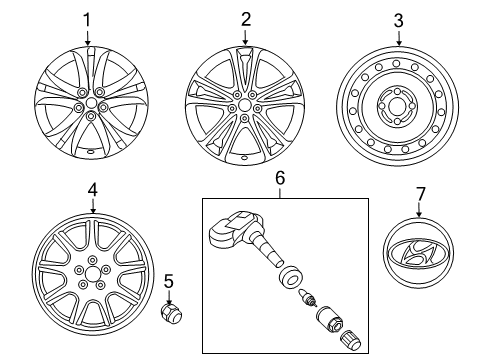 2013 Hyundai Genesis Coupe Wheels, Covers & Trim Front Aluminium Wheel Assembly Diagram for 52910-2M220