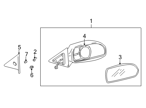 2006 Hyundai Elantra Outside Mirrors Mirror & Holder Assembly-Outside Rear Vi Diagram for 87611-2D100