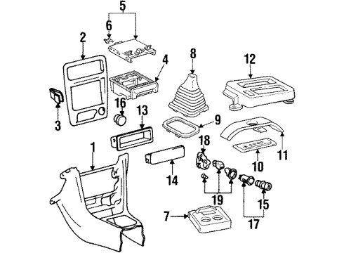 1999 Chevrolet Prizm Center Console BOOT, Transmission Control Lever Diagram for 94857392