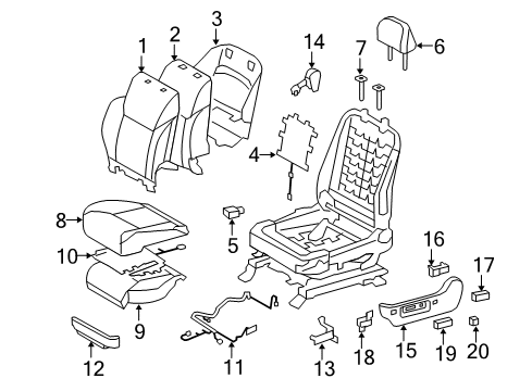 2014 Lexus LX570 Power Seats Front Seat Back Cover Sub-Assembly, Left (For Separate Type) Diagram for 71074-60D40-A3