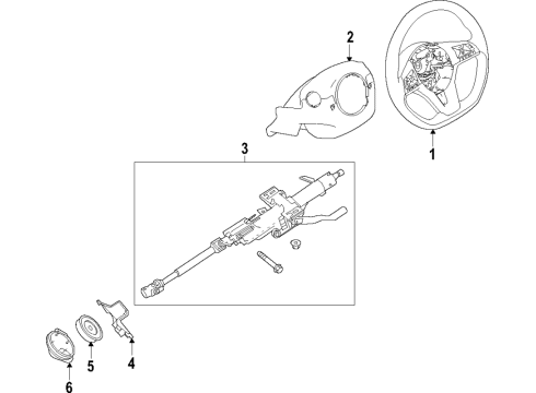 2020 Nissan Altima Steering Column & Wheel, Steering Gear & Linkage Cover Assembly - Hole Diagram for 48950-6CA0C
