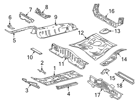 2020 Toyota Corolla Pillars, Rocker & Floor - Floor & Rails Front Reinforcement Diagram for 57053-02080