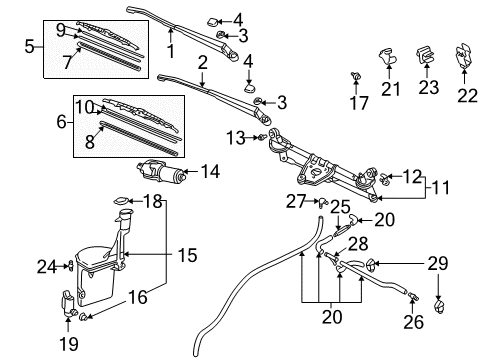 2002 Toyota Echo Wiper & Washer Components Joint, T Diagram for 85348-12250