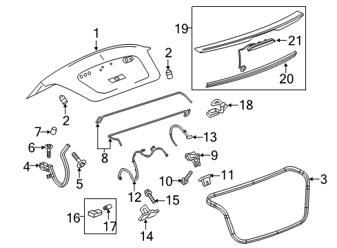 2014 Chevrolet Sonic Trunk Lid Hinge Diagram for 95080709