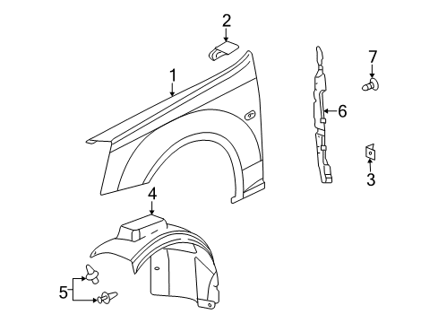 2010 Cadillac STS Fender & Components Fender Diagram for 89025516